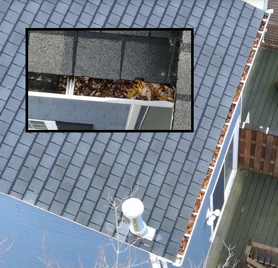 Clogged gutter inspection